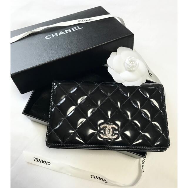 ファッション小物専用❣️シャネル♡CHANEL????マトラッセ長財布♡定番ブラック♡パテント