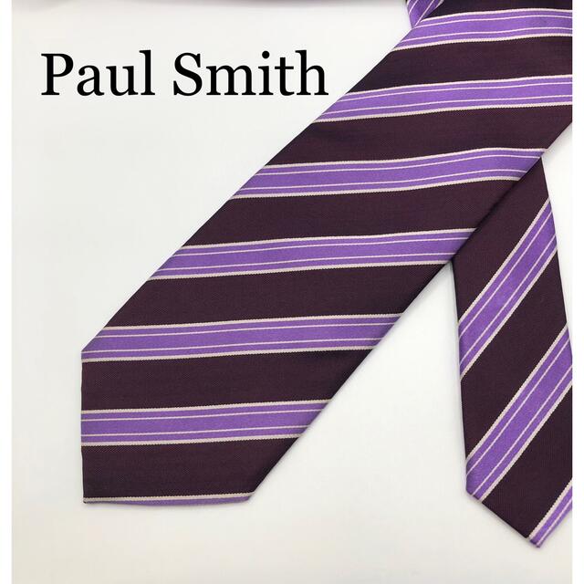 Paul Smith ポールスミス ネクタイ パープル 青 紫 花柄 ストライプ