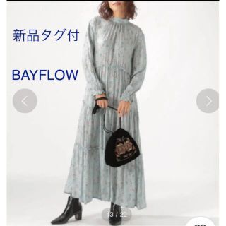 ベイフロー(BAYFLOW)の新品タグ付！BAYFLOW ベイフロー 。アソート柄ギャザーワンピース(ロングワンピース/マキシワンピース)