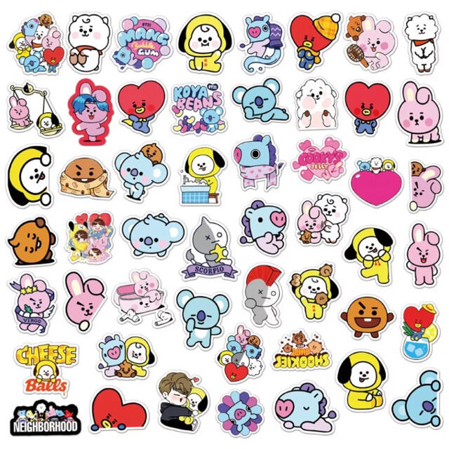 ★BT21★大人気 ステッカー 防水シール 50枚 BTS バンタン ハンドメイドの文具/ステーショナリー(しおり/ステッカー)の商品写真