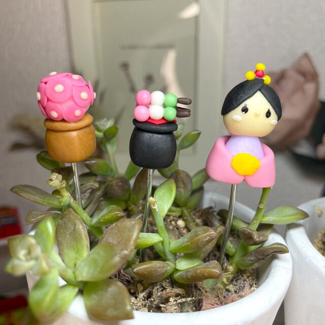 ガーデンピック　ハンドメイド　ウサギさんのひな祭りピック　多肉植物　1250円