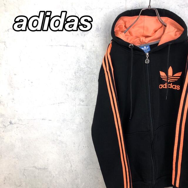 ○日本正規品○ adidas アディダス フルジップパーカー ブラック 刺繍 プリント ロゴ adidas アディダス フルジップパーカー ブラック 刺繍 プリント ロゴ