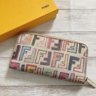 フェンディ(FENDI)の【ズッカ柄】FENDI フェンディ メンズ レディース 長財布 革財布 ホワイト(長財布)