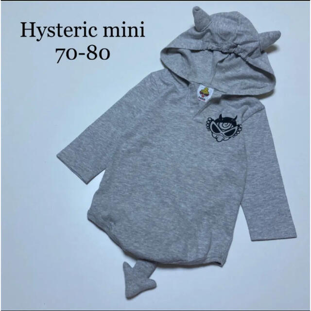 HYSTERIC MINI(ヒステリックミニ)のヒステリックミニ　ヒスミニ　デビル　お耳　しっぽ　長袖　ロンパース　70 80 キッズ/ベビー/マタニティのベビー服(~85cm)(シャツ/カットソー)の商品写真