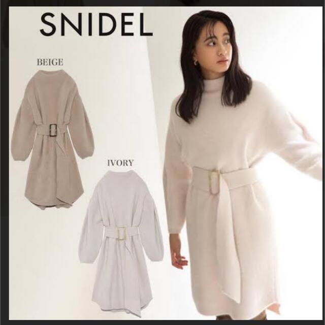 snidel ベルティッドラクーンニットワンピース