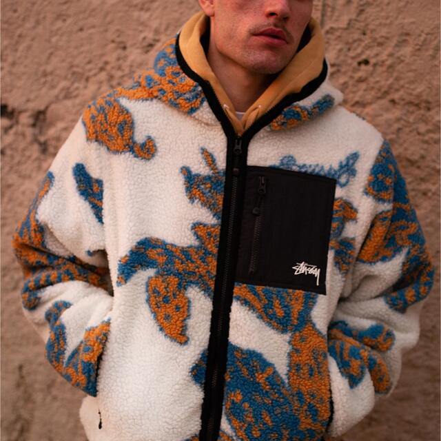 Stussy SS22 FLORAL SHERPA HOOD JACKET