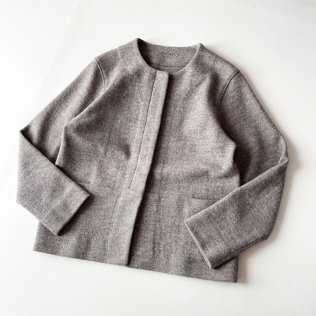 ざいます evam プレスウールノーカラージャケット ショートコート