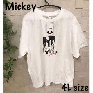 ディズニー(Disney)の【新品 タグ付き】☆Mickeyメンズ ミッキー ビックTシャツ ホワイト 4L(Tシャツ/カットソー(半袖/袖なし))