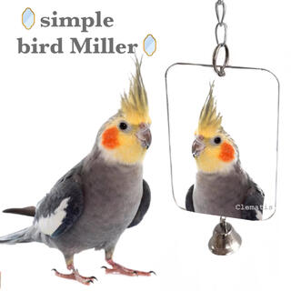 鳥用 片面ミラー ベルおもちゃ バードトイ❤️吊り下げ式 鳥カゴケージ鏡 ペット(鳥)