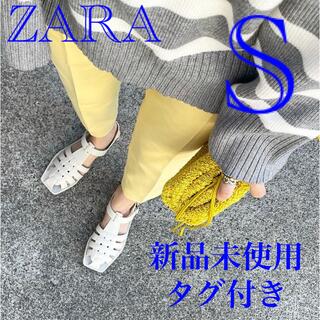 ザラ(ZARA)のZARA☆ハイライズボタン付きパンツ☆イエロー☆S(カジュアルパンツ)