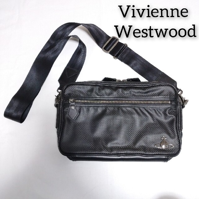 独特の素材 vivienne westwood MAN オーブ ショルダー バッグ 黒 バッグ