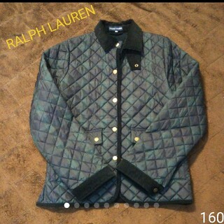 ラルフローレン(Ralph Lauren)のRALPH LAUREN キルティングジャケット 160 青緑系タータンチェック(ジャケット/上着)