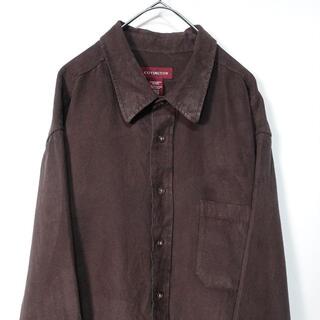 ブラウン ポケット 無地 ベロア vintage ドレスシャツ(シャツ)