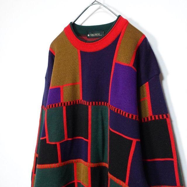 マルチカラー デザイン vintage ニット セーター