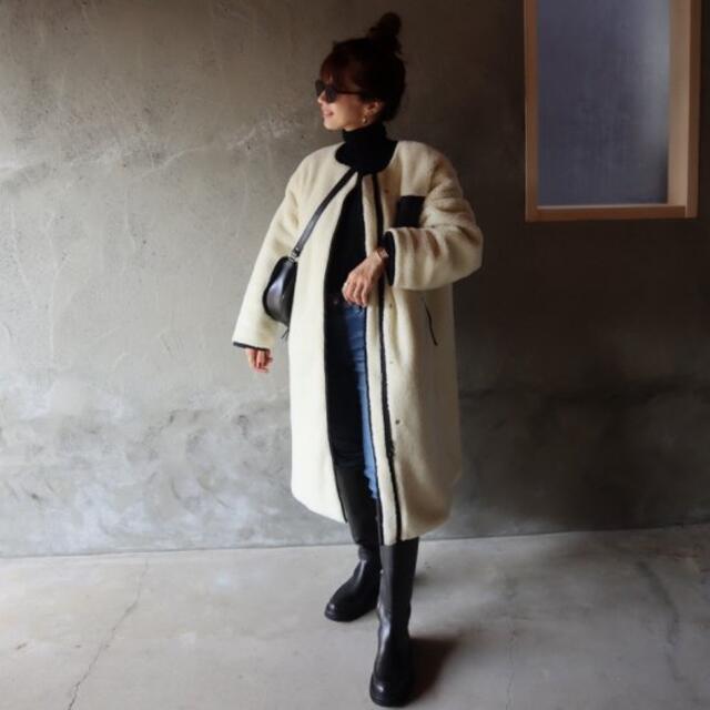 epa エパ　reversible coat WHT×BLK ボアコート