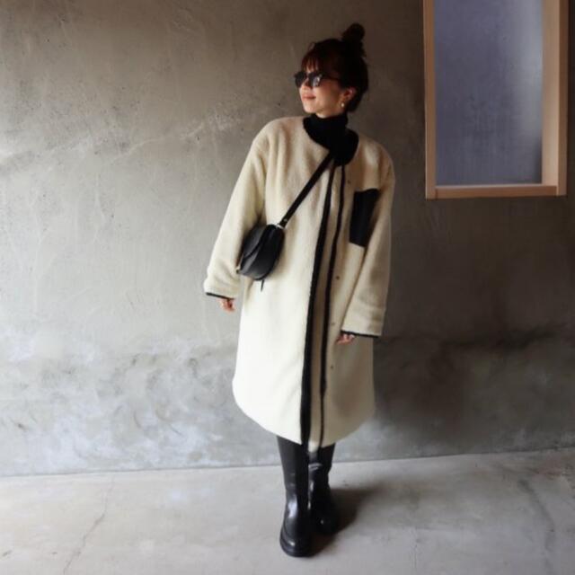 epa エパ　reversible coat WHT×BLK ボアコートロングコート