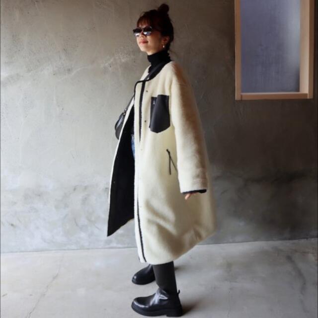 epa エパ　reversible coat WHT×BLK ボアコート