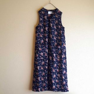 サンタモニカ(Santa Monica)の古着屋 vintage ブーケ 花柄 前開きボタン ロングワンピース(ロングワンピース/マキシワンピース)