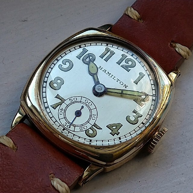 1920年代 ハミルトン アンティーク 時計 14kgf 当時の箱付 新品ベルト