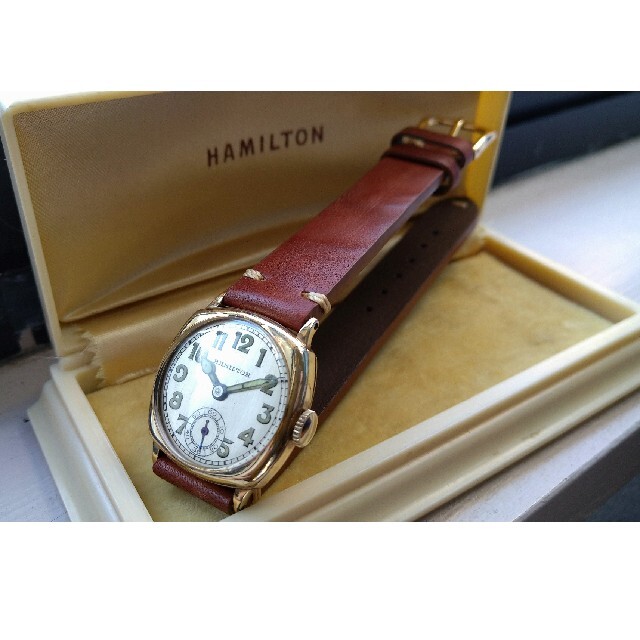 1920年代 ハミルトン アンティーク 時計 14kgf 当時の箱付 新品ベルト