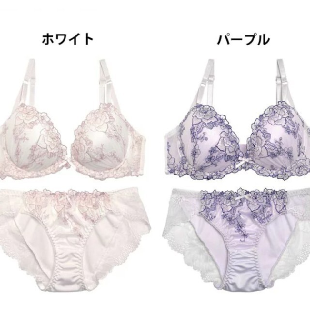 新品透け感ローズブラジャーブラジャーショーツセット レディースの下着/アンダーウェア(ブラ&ショーツセット)の商品写真