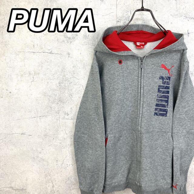 PUMA(プーマ)の希少 90s プーマ フルジップパーカー プリント 刺繍ロゴ 美品 レディースのトップス(パーカー)の商品写真