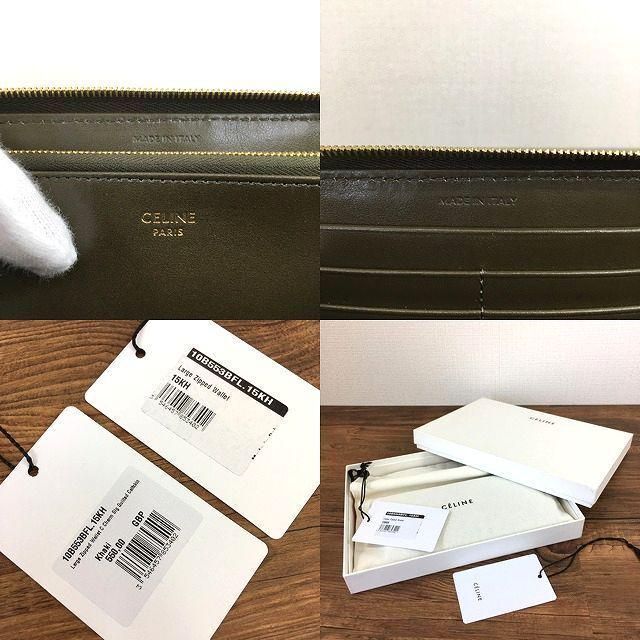 未使用品 CELINE ラージジップウォレット カーキ 156