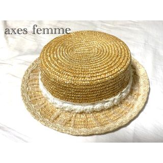 アクシーズファム(axes femme)のaxes 帽子　麦わら　カンカン帽(麦わら帽子/ストローハット)