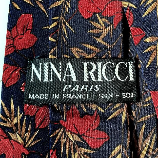 NINA RICCI(ニナリッチ)のNINA RICCI ニナリッチ ネクタイ シルク100% ボタニカル ネイビー メンズのファッション小物(ネクタイ)の商品写真