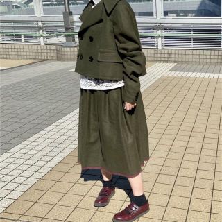 本日限大幅値下げ♡COMME des GARÇONS プリーツ ラップスカート - ひざ