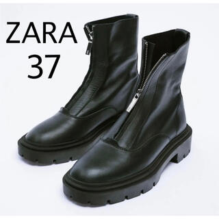 ZARA - ZARA ジッパーリアルレザーアンクル ブーツ　ザラ