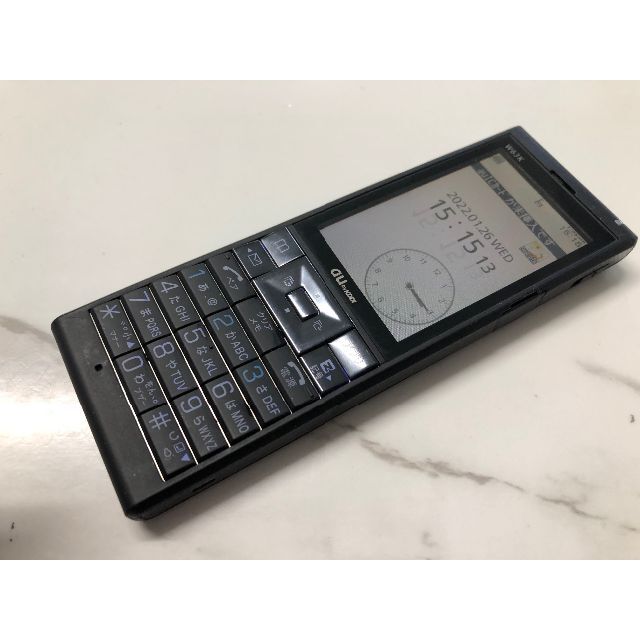 au 京セラ　W63K　（カメラ付き）　 ブラック　中古品 スマホ/家電/カメラのスマートフォン/携帯電話(スマートフォン本体)の商品写真