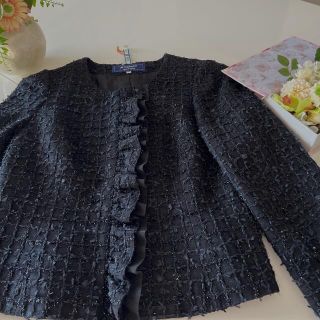 エムズグレイシー ツイードジャケット ノーカラージャケット