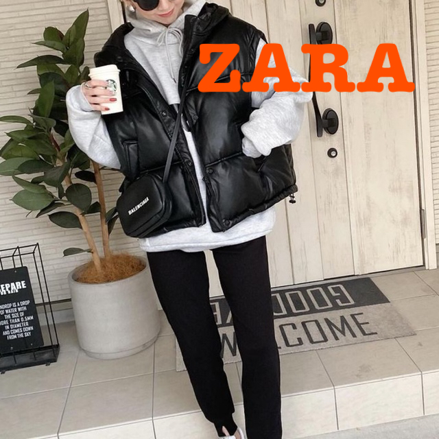 ZARA - ZARA フェイクレザーパフベストの通販 by jewel's shop|ザラ