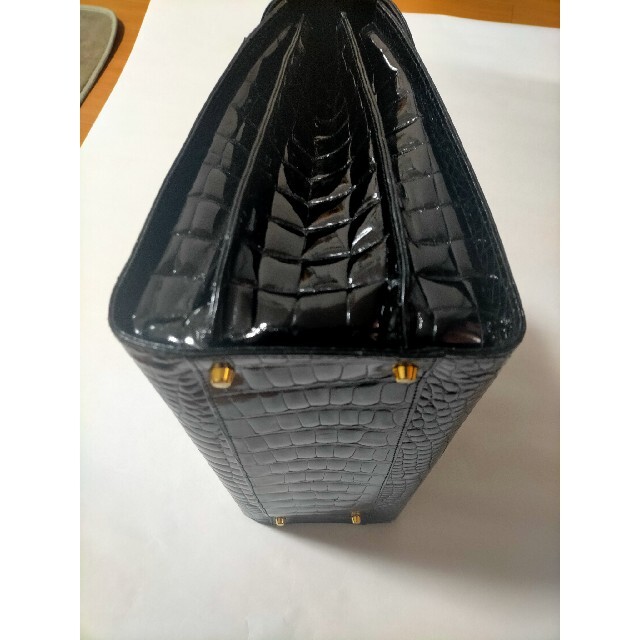 Crocodile(クロコダイル)のサンタゴスティーノ ハンドバッグ レディース クロコダイル ブラック レディースのバッグ(ハンドバッグ)の商品写真