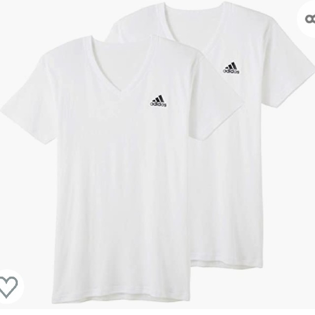 adidas(アディダス)の新品！[アディダス] Tシャツ Vネック 2枚組 メンズ ホワイト L メンズのトップス(Tシャツ/カットソー(半袖/袖なし))の商品写真