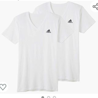 アディダス(adidas)の新品！[アディダス] Tシャツ Vネック 2枚組 メンズ ホワイト L(Tシャツ/カットソー(半袖/袖なし))