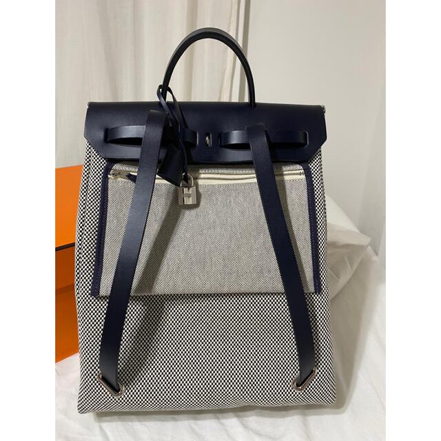 エルメスエールバッグキャンバスレザーリュックサック　HERMES