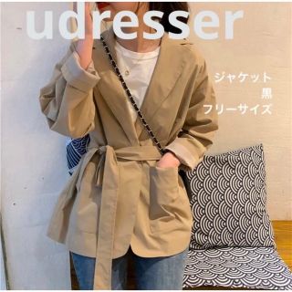 u dresser秋服人気！オーバーサイズカジュアルジャケット  ブラック(テーラードジャケット)