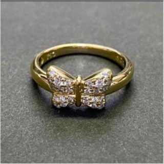 K18 天然ダイヤモンドリング D0.20ct サイズ12号 4.2g 蝶-