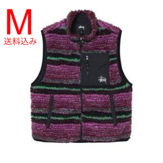 メンズStussy Striped Sherpa Vest ステューシー ベスト M