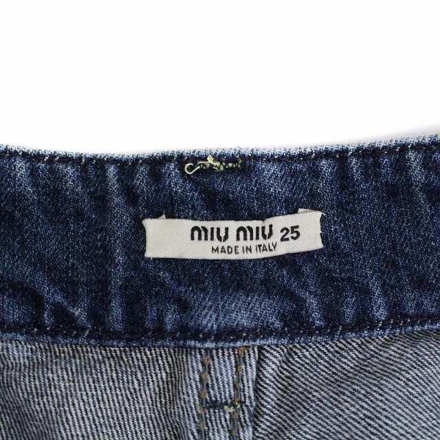 miumiu(ミュウミュウ)のミュウミュウ デニムパンツ ジーンズ ショート レース ダメージ加工 W25 レディースのパンツ(デニム/ジーンズ)の商品写真