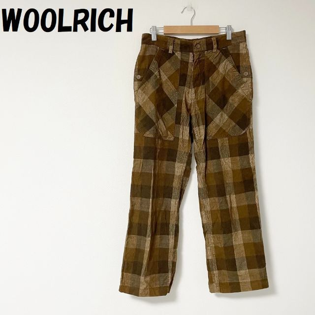 WOOLRICH 【人気】ウールリッチ コーデュロイパンツ チェック柄 ブラウン系 サイズMの通販 by 古着duca's shop｜ウールリッチ ならラクマ