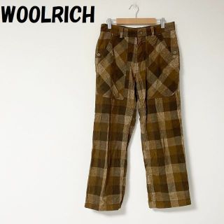 ウールリッチ(WOOLRICH)の【人気】ウールリッチ コーデュロイパンツ チェック柄 ブラウン系 サイズM(スラックス)