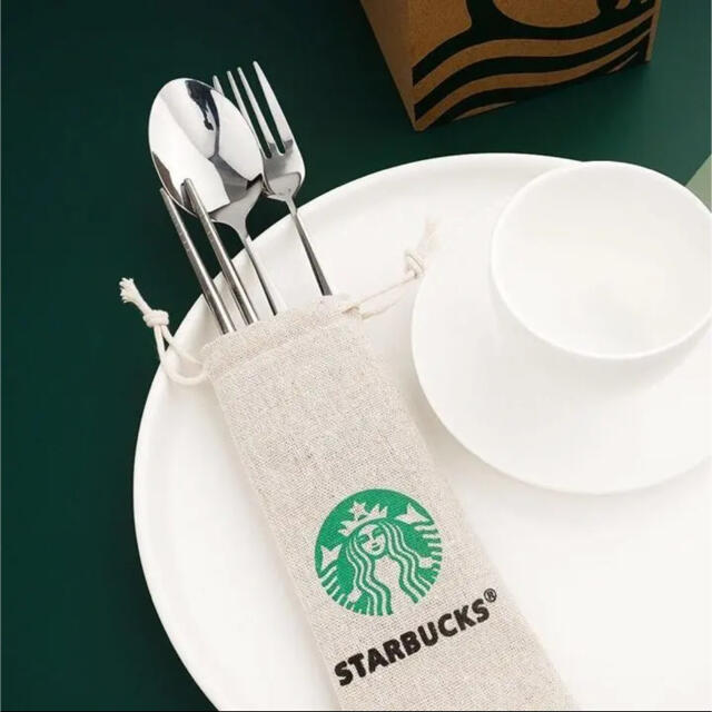 Starbucks Coffee(スターバックスコーヒー)のスターバックス　お箸スプーンフォークセット　カトラリーセット　スタバ インテリア/住まい/日用品のキッチン/食器(カトラリー/箸)の商品写真