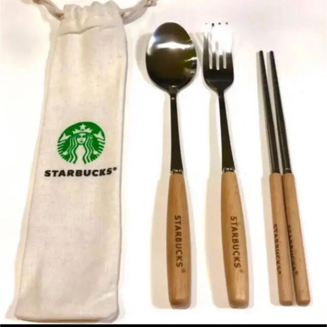 Starbucks Coffee(スターバックスコーヒー)のスターバックス　お箸スプーンフォークセット　カトラリーセット　スタバ インテリア/住まい/日用品のキッチン/食器(カトラリー/箸)の商品写真