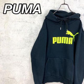 プーマ(PUMA)の希少 90s プーマ パーカー ビッグプリント 黒 美品(パーカー)