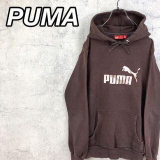 プーマ(PUMA)の希少 90s プーマ パーカー ビッグ刺繍 ブラウン 美品(パーカー)