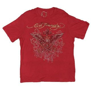 エドハーディー(Ed Hardy)のエド・ハーディ SCULL WING EH ストーン Tシャツ レッド L(Tシャツ/カットソー(半袖/袖なし))