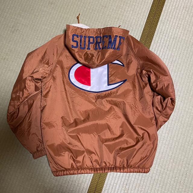 supreme×championコラボナイロンフーディー